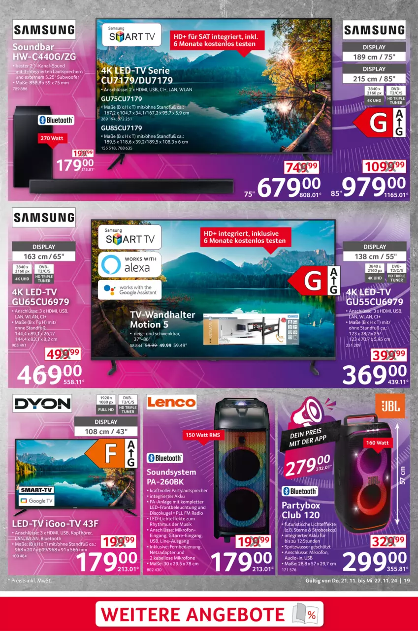 Aktueller Prospekt Selgros - Non Food - von 21.11 bis 27.11.2024 - strona 19 - produkty: angebot, angebote, dvb, dyon, HDMI, lenco, Samsung, usb, Yo