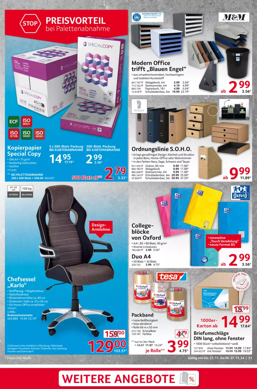 Aktueller Prospekt Selgros - Non Food - von 21.11 bis 27.11.2024 - strona 21 - produkty: aeg, angebot, angebote, brie, eis, Engel, fenster, korb, Mode, office, ordner, Packband, Palette, papier, preisvorteil, reis, ring, schubladen, Ti