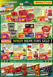 Gazetka promocyjna Norma - Norma - Gazetka - ważna od 05.09 do 05.09.2022 - strona 11 - produkty: aktionspreis, apfel, auer, Becher, beere, Blaubeer, blaubeere, burger, cassis, cocktail, cocktails, creme, drink, drinks, ecco, eier, eimer, eis, erdbeere, fisch, flasche, frucht, fruchtsecco, Garten, Geflügel, gin, grana, granatapfel, gurke, gurken, haselnuss, himbeer, himbeere, johannisbeere, kirsch, kirsche, knoblauch, kokos, korb, kuchen, Kuchenschnitte, kühlregal, Letscho, mandarine, mango, milch, nuss, nuss-nougat-creme, obst, paprika, pfirsich, radieschen, Rana, regal, reis, ring, rispentomaten, sac, salat, salz, schmand, schnitten, schoko, schokolade, Spezi, thunfisch, Ti, tiefpreis, tomate, tomaten, vollmilch, Zartbitterschokolade, ZTE