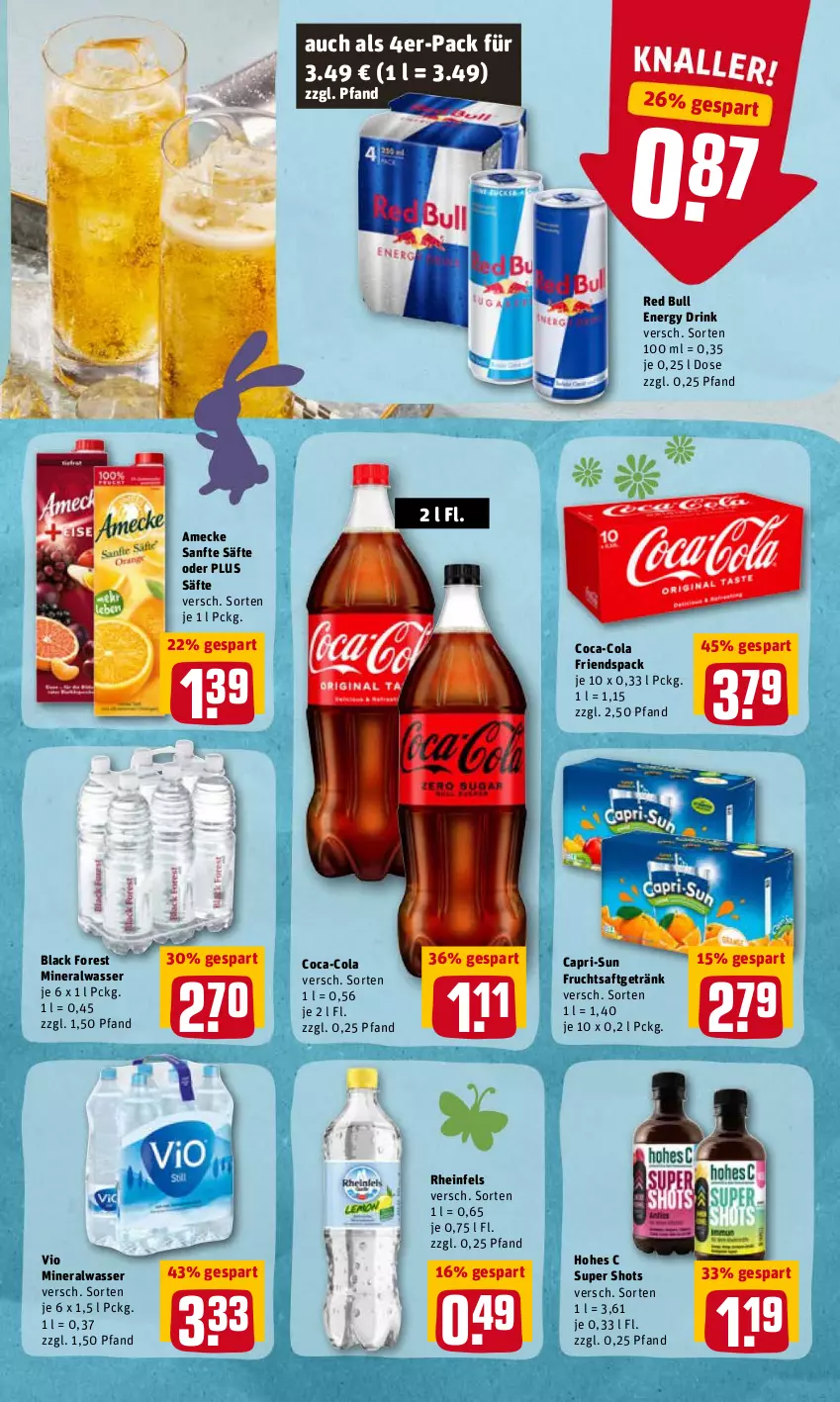 Aktueller Prospekt Rewe - Prospekte - von 28.03 bis 03.04.2022 - strona 21 - produkty: Alwa, amecke, black forest, Cap, capri-sun, coca-cola, cola, drink, energy drink, frucht, fruchtsaft, fruchtsaftgetränk, getränk, Hohes C, lack, mineralwasser, red bull, saft, säfte, wasser