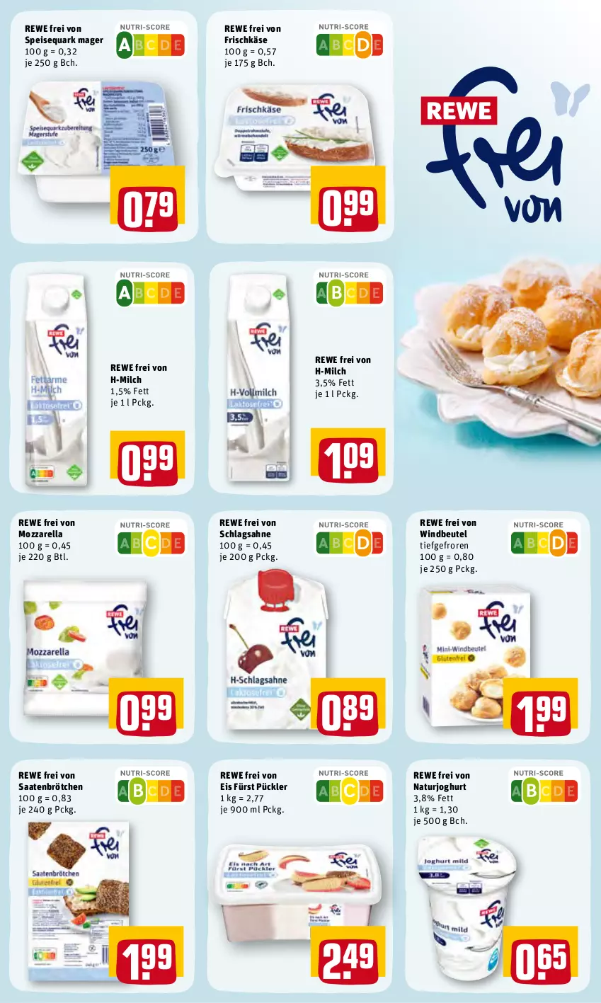 Aktueller Prospekt Rewe - Prospekte - von 28.03 bis 03.04.2022 - strona 25 - produkty: beutel, brötchen, eis, frischkäse, joghur, joghurt, Käse, milch, mozzarella, natur, naturjoghurt, quark, rel, sahne, schlagsahne, speisequark, Ti, Windbeutel