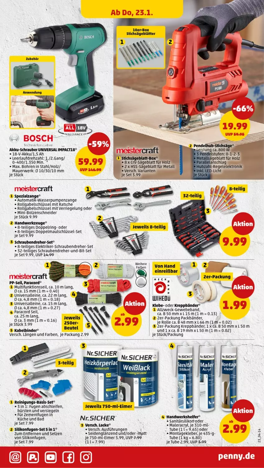 Aktueller Prospekt Penny - Prospekte - von 20.01 bis 25.01.2025 - strona 23 - produkty: akku, auer, auto, Bad, Beba, beutel, bürste, bürsten, eimer, Elektro, gabel, Holz, kleber, küche, leine, LG, Mode, Ria, riegel, ring, rwe, säge, schrauben, Schraubendreher, Spezi, stichsäge, tee, Ti, wasser, Wasserpumpenzange, weck, werkzeug, werkzeuge, Zement