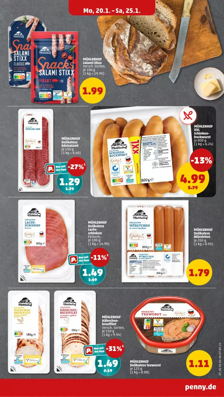 Aktueller Prospekt Penny - Prospekte - von 20.01 bis 25.01.2025 - strona 7 - produkty: brustfilet, Edelsalami, filet, lachs, mit paprika, paprika, salami, schinken, tee, teewurst, Ti, wurst