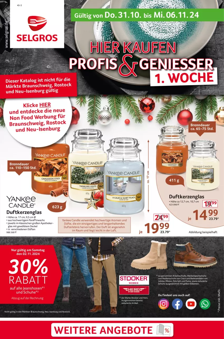 Aktueller Prospekt Selgros - Non Food - von 31.10 bis 06.11.2024 - strona 1 - produkty: Adidas, Apotheke, Bad, braun, cin, decke, Deckel, Duftkerze, eis, elle, kerze, LG, puma, rwe, sandale, sandalen, schuhe, Sport, sportschuhe, Ti