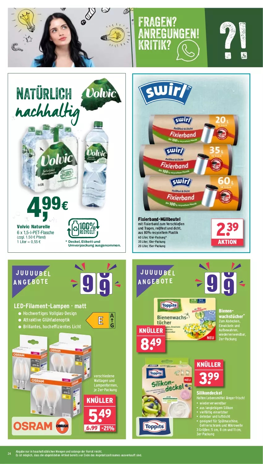 Aktueller Prospekt Wasgau - von 28.10 bis 02.11.2024 - strona 24 - produkty: angebot, angebote, asti, beutel, decke, Deckel, elle, ente, flasche, gefrierschrank, Lampe, lebensmittel, LG, mikrowelle, müllbeutel, natur, pet-flasche, rel, rwe, Schrank, Ti, tücher, volvic, WICK