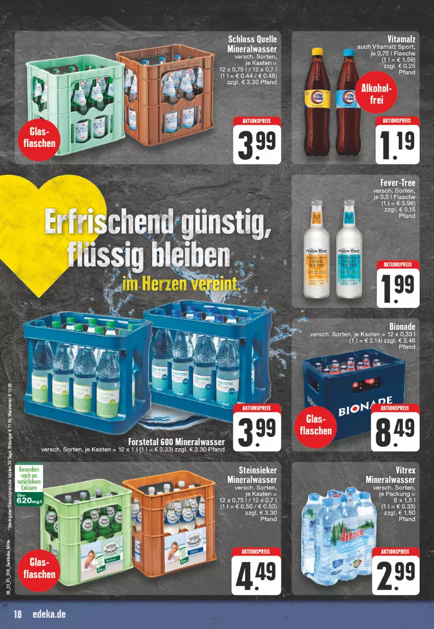 Aktueller Prospekt E Center - Angebote der Woche - von 19.06 bis 24.06.2023 - strona 18 - produkty: aktionspreis, alkohol, Alwa, bio, bionade, eis, elle, flasche, Forstetal, malz, mineralwasser, reis, Sport, Steinsieker, Ti, vita, vitamalz, wasser