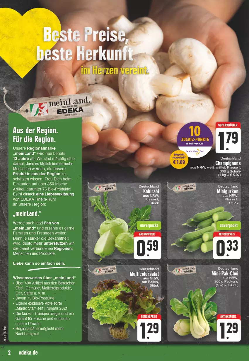 Aktueller Prospekt E Center - Angebote der Woche - von 19.06 bis 24.06.2023 - strona 2 - produkty: aktionspreis, apfel, bio, eier, eis, elle, erde, kohlrabi, molkereiprodukte, obst, reis, säfte, salat, Schal, Schale, Ti