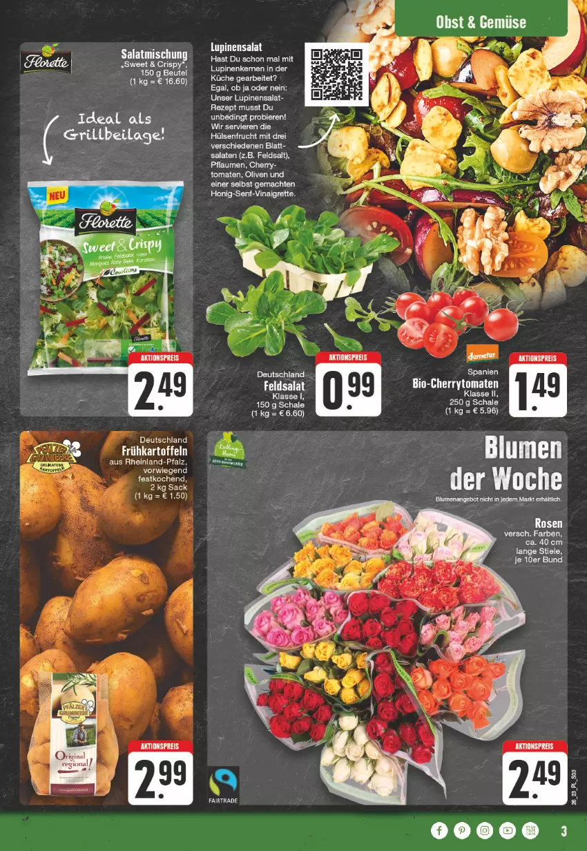 Aktueller Prospekt E Center - Angebote der Woche - von 19.06 bis 24.06.2023 - strona 3 - produkty: aktionspreis, angebot, beutel, bier, Biere, bio, blume, blumen, cherrytomaten, eis, feldsalat, frucht, Frühkartoffeln, grill, honig, Honig-Senf, ilag, kartoffel, kartoffeln, küche, mac, olive, oliven, pflaume, pflaumen, reis, rosen, sac, salat, salate, Schal, Schale, senf, Ti, tomate, tomaten