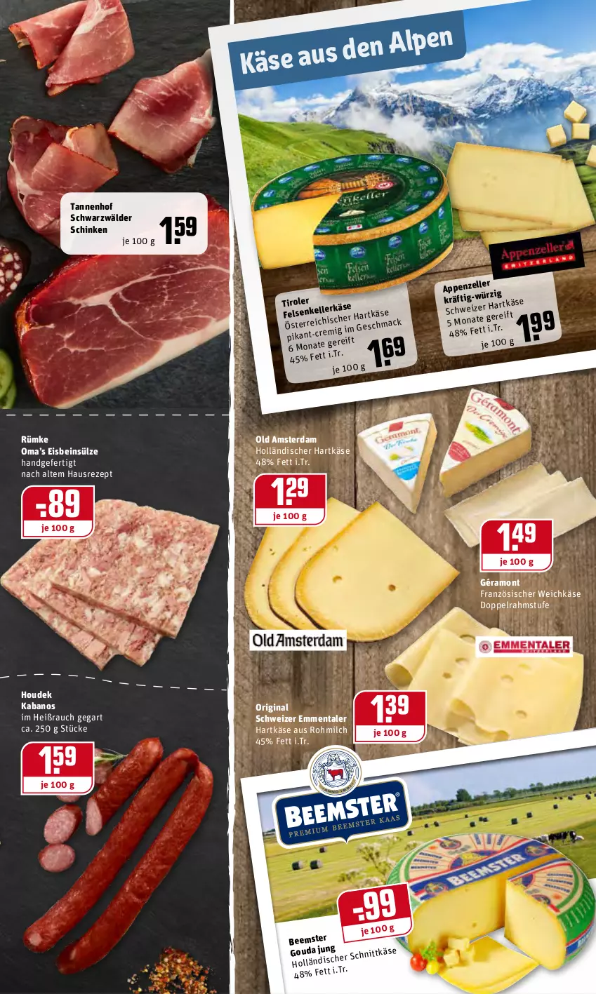 Aktueller Prospekt Rewe - Diese Woche im Angebot! - von 24.01 bis 29.01.2022 - strona 7 - produkty: doppelrahmstufe, eis, emmentaler, französischer weichkäse, géramont, gin, gouda, hartkäse, houdek, kabanos, Käse, mac, milch, Old Amsterdam, Rauch, rezept, schinken, schnittkäse, schwarzwälder schinken, Ti, weichkäse