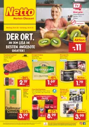 Gazetka promocyjna Netto Marken-Discount - Filial-Angebote - Gazetka - ważna od 29.01 do 29.01.2022 - strona 1 - produkty: angebot, angebote, asti, batterie, batterien, butter, coca-cola, cola, dallmayr, eis, elle, fleisch, gin, hackfleisch, hackfleisch gemischt, irische butter, kaffee, kerrygold, kiwi, mövenpick, mövenpick eis, ndk, reis, rind, schwein, Ti, versandkostenfrei, wein, ZTE