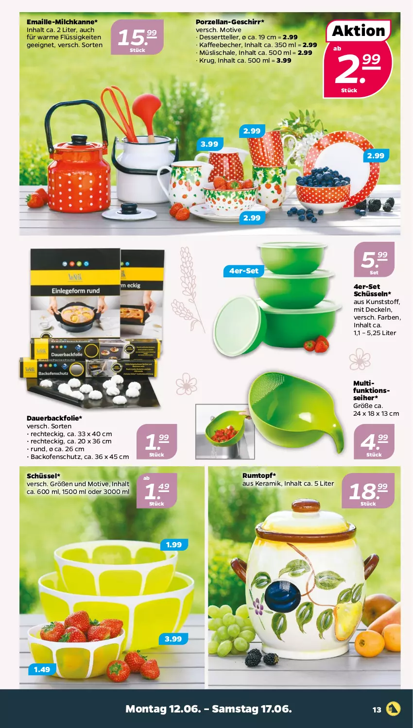 Aktueller Prospekt Netto - Woche 24 - von 12.06 bis 17.06.2023 - strona 13 - produkty: auer, Backfolie, backofen, Becher, decke, Deckel, dessert, Dessertteller, elle, geschirr, kaffee, kaffeebecher, maille, milch, müsli, Müslischale, Ofen, rum, Rumtopf, Schal, Schale, schüssel, teller, Ti, topf