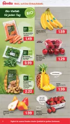 Gazetka promocyjna Famila - Prospekte - Gazetka - ważna od 21.05 do 21.05.2022 - strona 2 - produkty: ananas, banane, bananen, beere, beeren, beutel, bio, Birnen, chiquita, eis, elle, erdbeere, erdbeeren, feldsalat, fleisch, forelle, Frühkartoffeln, kartoffel, kartoffeln, möhren, Nektar, nektarinen, reis, rel, salat, Schal, Schale, speisefrühkartoffeln, speisemöhren, tafelbirnen, Ti