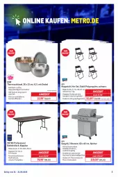 Gazetka promocyjna Metro - Online: Wochen-Angebote - Gazetka - ważna od 21.09 do 21.09.2025 - strona 2 - produkty: angebot, Bank, decke, Deckel, edelstahl, eis, gasgrill, grill, gsw, HP, klappstuhl, latte, Metro, mit thermometer, reis, schüssel, stuhl, thermometer, Ti, tisch, tischplatte