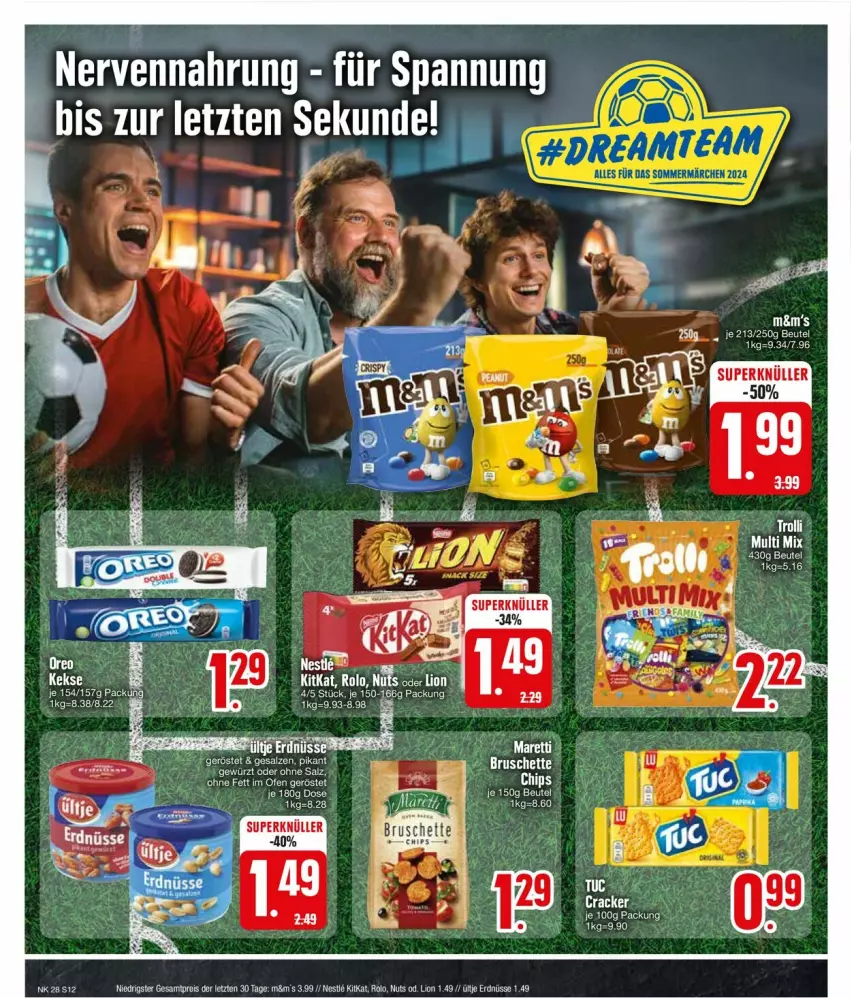 Aktueller Prospekt Edeka - Prospekte - von 08.07 bis 13.07.2024 - strona 12 - produkty: beutel, Bruschette, chips, cracker, eis, erdnüsse, gewürz, keks, kekse, kitkat, lion, Ofen, reis, salz, Ti, tuc, ZTE