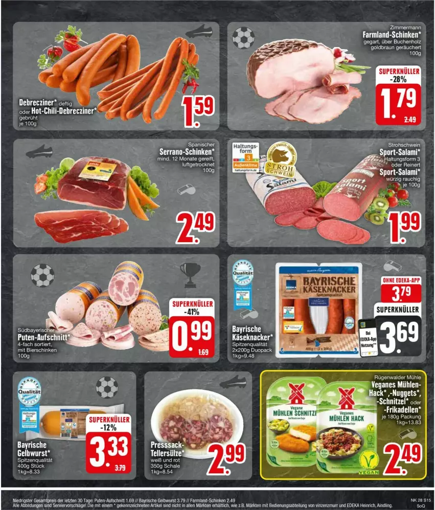 Aktueller Prospekt Edeka - Prospekte - von 08.07 bis 13.07.2024 - strona 15 - produkty: Abtei, aufschnitt, Birnen, buch, deka, dell, elle, frikadellen, Holz, Käse, knacker, nuggets, pute, Rauch, salami, Schal, Schale, schinken, spitzenqualität, Sport, tee, Ti, wurst