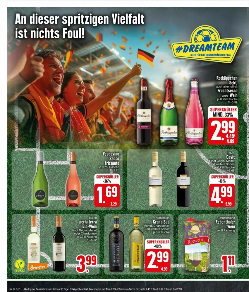 Aktueller Prospekt Edeka - Prospekte - von 08.07 bis 13.07.2024 - strona 20 - produkty: ecco, eis, flasche, frizzante, frucht, grand sud, perla, reis, rotkäppchen, sekt, vescovino, wein, ZTE