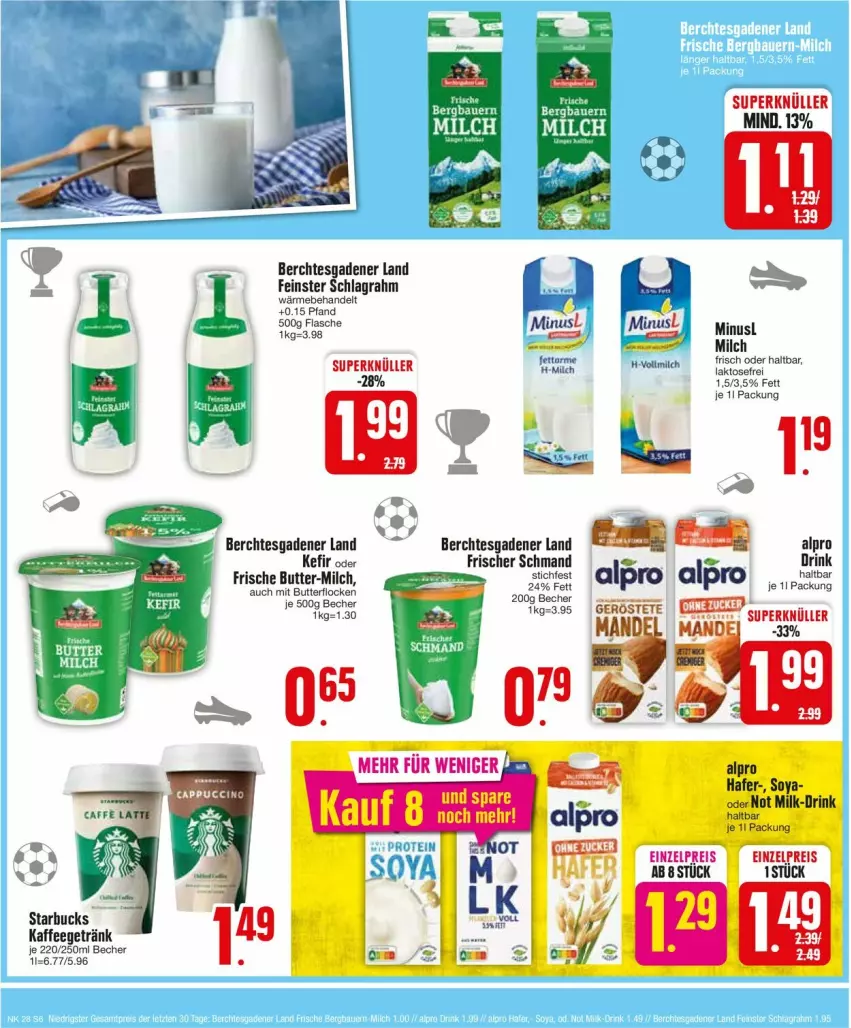 Aktueller Prospekt Edeka - Prospekte - von 08.07 bis 13.07.2024 - strona 6 - produkty: alpro, Becher, butter, drink, eis, flasche, getränk, kaffee, Kefir, milch, reis, schlagrahm, schmand, starbucks, Ti