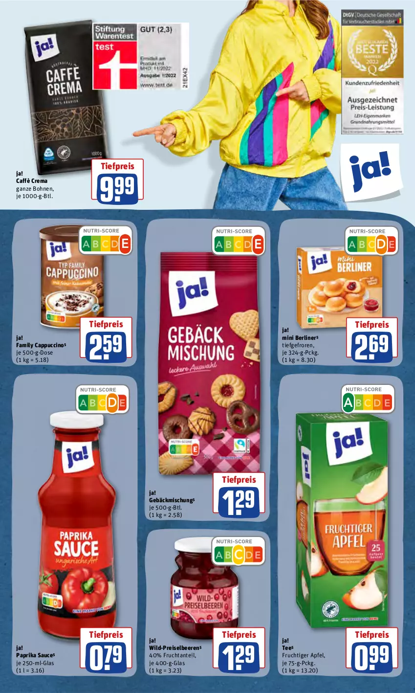 Aktueller Prospekt Rewe - Prospekte - von 20.06 bis 26.06.2022 - strona 19 - produkty: apfel, beere, beeren, berliner, bohne, bohnen, caffè crema, Cap, cappuccino, cin, eis, frucht, gebäckmischung, paprika, reis, sauce, tee, Ti, tiefpreis, Wild