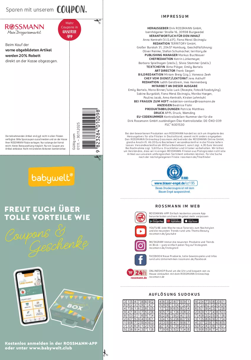 Aktueller Prospekt Rossmann - Prospekte - von 01.10.2025 bis 31.03.2026 - strona 104 - produkty: angebot, angebote, auer, Bau, Bauer, Brei, buch, cin, coupon, coupons, drucker, elle, Engel, erde, kerze, mac, ndk, olive, rezept, rezepte, Ria, Spiele, Ti, uhr, versandkostenfrei, wedel, Yo