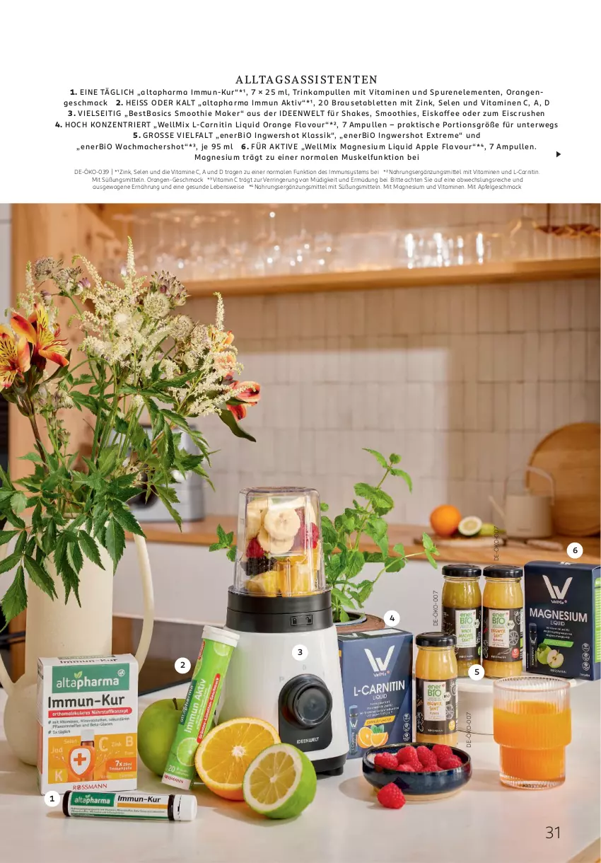 Aktueller Prospekt Rossmann - Prospekte - von 01.10.2025 bis 31.03.2026 - strona 31 - produkty: Altapharma, apfel, Apple, bio, brause, Brausetabletten, eis, eiskaffee, ente, ingwer, kaffee, LG, mac, magnesium, orange, orangen, ring, rwe, shake, smoothie, smoothies, tablet, tablett, Tablette, Ti, tisch, vita, Vitamin C, Vitamine