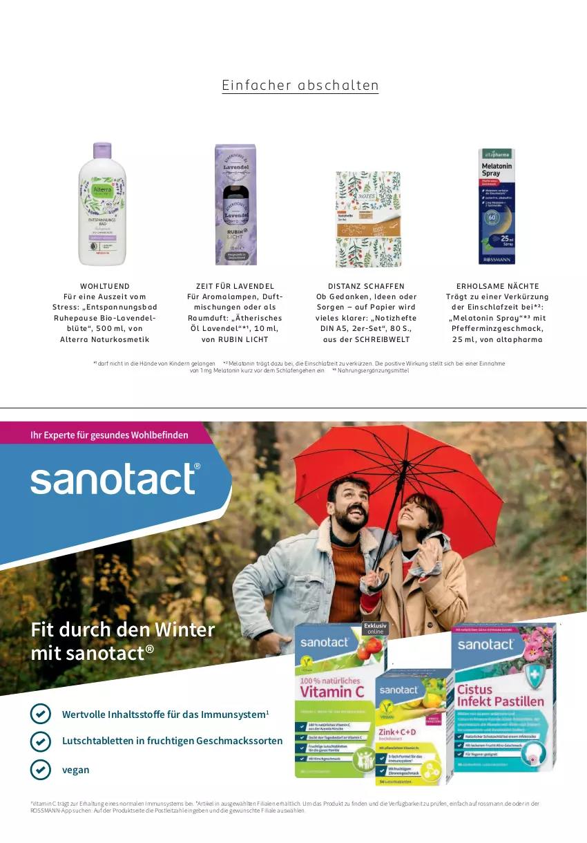 Aktueller Prospekt Rossmann - Prospekte - von 01.10.2025 bis 31.03.2026 - strona 69 - produkty: Altapharma, alterra, Bad, bio, Blüte, Elan, frucht, Hefte, Kinder, kosmetik, Lampe, lavendel, leitz, mac, natur, naturkosmetik, papier, pfeffer, Raumduft, Rubin, tablet, tablett, Tablette, Ti, vita, Vitamin C