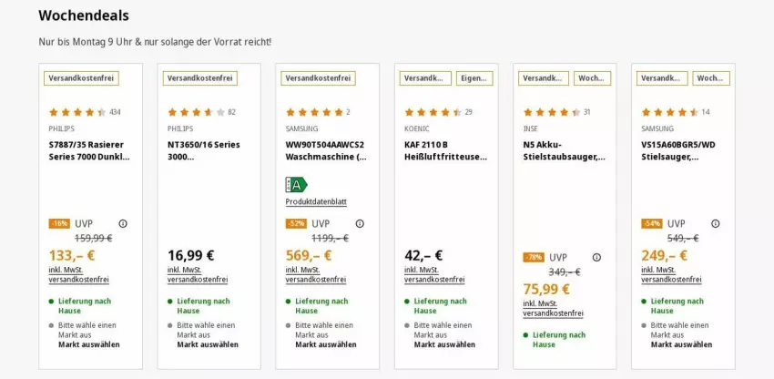 Aktueller Prospekt Saturn - Prospekte - von 05.08 bis 14.08.2024 - strona 5 - produkty: akku, fritteuse, Heißluftfritteuse, koenic, ndk, Philips, rasierer, Samsung, staubsauger, Stielsauger, Stielstaubsauger, Ti, uhr, versandkostenfrei, waschmaschine