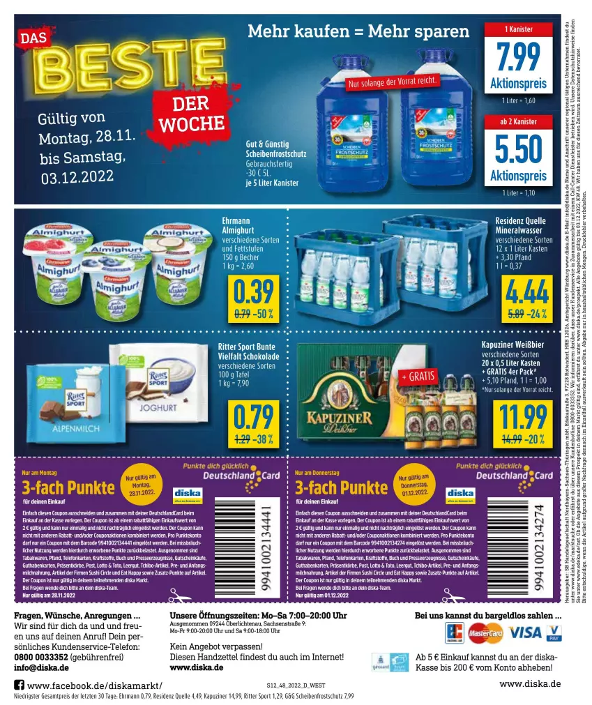 Aktueller Prospekt Diska - Prospekte - von 28.11 bis 03.12.2022 - strona 14 - produkty: almighur, almighurt, Alwa, angebot, angebote, Astra, asus, bier, buch, coupon, deka, ehrmann, eier, eis, elle, ente, erde, gutschein, kraft, LG, mineralwasser, Rauch, reis, ring, ritter, ritter sport, sac, Scheibenfrostschutz, schoko, schokolade, Sport, tee, telefon, Ti, uhr, wasser, ZTE