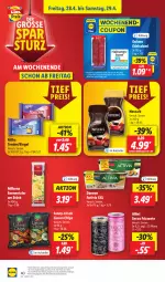 Gazetka promocyjna Lidl - Aktionsprospekt - Gazetka - ważna od 29.04 do 29.04.2023 - strona 52 - produkty: activia, aktionspreis, angebot, Bona, chips, coupon, danone, danone activia, drucker, dulano, ecco, Edelsalami, eis, elle, emmentaler, Engel, frizzante, funny-frisch, kerze, linsen, Milbona, milka, Nescafé, papier, preisvorteil, reis, riegel, salami, teller, tender, Ti, ZTE