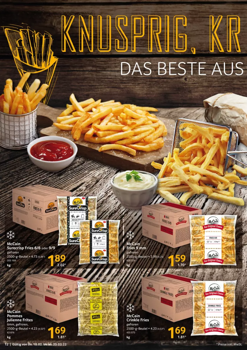 Aktueller Prospekt Selgros - Vorschau:
            Gastro - von 10.02 bis 23.02.2022 - strona 12 - produkty: beutel, eis, mccain, pommes, reis, Ti