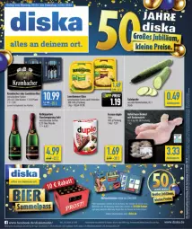 Gazetka promocyjna Diska - Gazetka - ważna od 13.04 do 13.04.2024 - strona 1 - produkty: aktionspreis, angebot, angebote, bier, duplo, eis, ferrero, flasche, gurke, hähnchenschenkel, henkel, Käse, krombache, krombacher, leerdammer, reis, rotkäppchen, rwe, salat, Salatgurke, schenkel, sekt, tee, Ti, ZTE