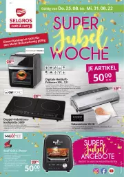 Gazetka promocyjna Selgros - Nonfood - Gazetka - ważna od 31.08 do 31.08.2022 - strona 1 - produkty: auto, Behälter, beutel, braten, fritteuse, grill, HP, kochfeld, latte, LG, Schal, Ti, Tiere, timer, tisch, Vakuumierer, Yo
