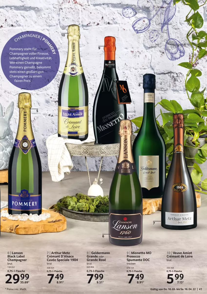 Aktueller Prospekt Selgros - Osterfest - von 10.03 bis 16.04.2022 - strona 41 - produkty: beko, black label, brut, champagne, champagner, ecco, eis, finesse, flasche, geldermann, lack, mionetto, prosecco, puma, reis, sac, spumante, Ti