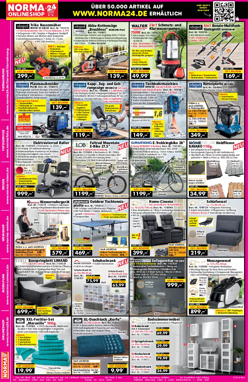 Aktueller Prospekt Norma - Norma - von 14.06 bis 25.06.2023 - strona 2 - produkty: adapter, akku, aldi, angebot, Arbeitsleuchte, auer, aufbewahrungsbox, auto, Bad, ball, Bau, baumwolle, beleuchtung, bett, body, Bohrerset, boxspringbett, braun, Brei, bürste, bürsten, cin, creme, dell, duschtuch, E-Bike, edelstahl, eis, Elektro, elle, federkern, federkernmatratze, Frottier-Set, gabel, garnitur, Gästetücher, getränk, getränke, getränkehalter, handschuhe, Handtasche, handtücher, heckenschere, hochschrank, Holz, HP, kernmatratze, Kette, kissen, kompressor, korb, ladegerät, latte, led-beleuchtung, Leuchte, LG, Liege, mars, matratze, mikrofaser, möbel, Mode, Motorsense, ndk, Nike, Plasmaschneider, rasen, rasenmäher, Reinigung, reis, rel, ring, Roller, rwe, säge, Samsung, sattel, Schal, Schere, schlauch, Schrank, schubladen, schuhe, schuhschrank, schultergurt, sessel, shimano, Sitzhöhe, Sofa, sonoma eiche, Spezi, spiegel, spiegelschrank, Sport, Tasche, taschen, taschenfederkernmatratze, Ti, tiernahrung, tisch, Tischbohrmaschine, topper, tuc, tücher, usb, Wandschrank, waschhandschuh, wasser, wein, weine, weinshop, werkzeug, wolle