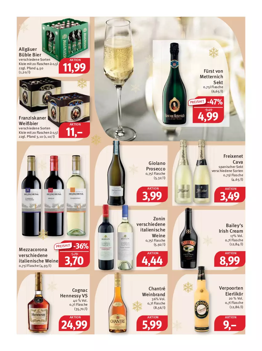 Aktueller Prospekt Feneberg - Prospekte - von 22.12 bis 24.12.2022 - strona 16 - produkty: bier, Cava, chantré, Cognac, corona, ecco, eier, eierlikör, eis, flasche, franziskaner, freixenet, fürst von metternich, irish cream, LG, likör, Mett, metternich, mezzacorona, prosecco, reis, sekt, Ti, verpoorten, wein, weinbrand, weine, zonin