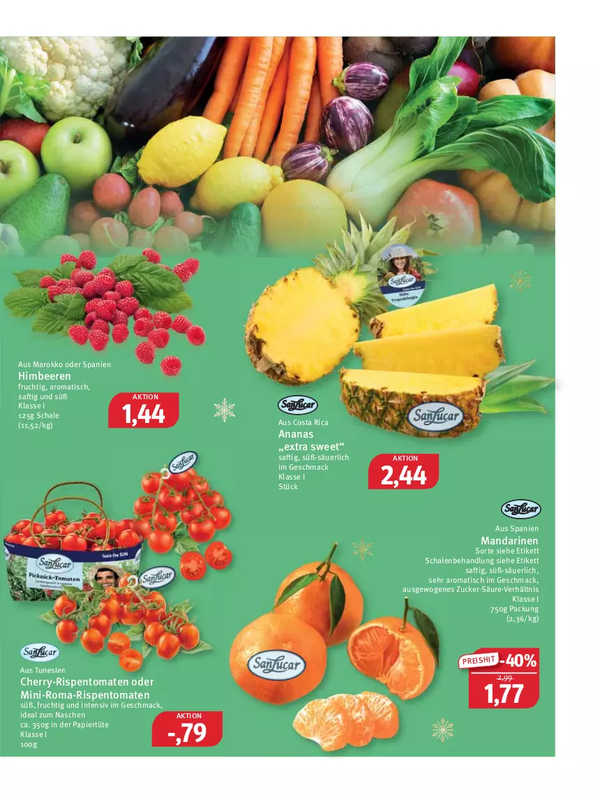 Aktueller Prospekt Feneberg - Prospekte - von 22.12 bis 24.12.2022 - strona 7 - produkty: ananas, beere, beeren, eis, frucht, himbeer, himbeere, himbeeren, mac, mandarine, mandarinen, papier, Papiertüte, reis, rispentomaten, saft, Schal, Schale, Ti, tisch, tomate, tomaten, Tüte, zucker