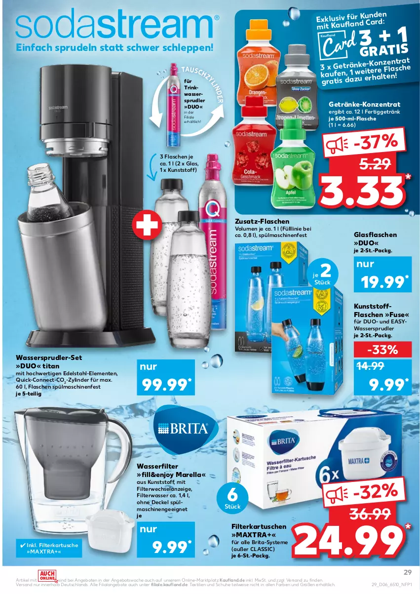 Aktueller Prospekt Kaufland - von 10.02 bis 16.02.2022 - strona 29 - produkty: angebot, angebote, brita, decke, Deckel, edelstahl, eis, Elan, ente, filterkartuschen, flasche, getränk, getränke, glasflasche, je 500-ml-flasche, Maxtra, rel, rwe, schuhe, Sprudel, spülmaschinen, Ti, wasser, wasserfilter, wassersprudler