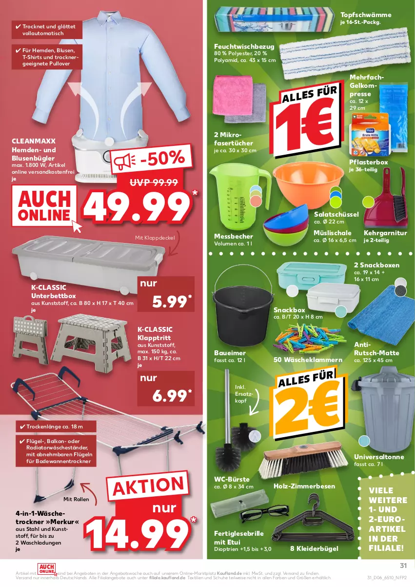 Aktueller Prospekt Kaufland - von 10.02 bis 16.02.2022 - strona 31 - produkty: angebot, angebote, auto, Bad, Badewanne, Bau, Baueimer, Becher, bett, bluse, Brille, bügel, bürste, cleanmaxx, decke, Deckel, eimer, eis, Ergee, garnitur, hemd, hemden, Holz, Kehrgarnitur, Klammern, klapptritt, kleid, kleider, kleiderbügel, lamm, Messbecher, mikrofaser, Mikrofasertücher, müsli, Müslischale, ndk, pflaster, Pullover, salat, Schal, Schale, schuhe, schüssel, shirt, shirts, snack, T-Shirt, Ti, tisch, topf, Trockner, tücher, versandkostenfrei, Wanne, wäschetrockner, WC-Bürste