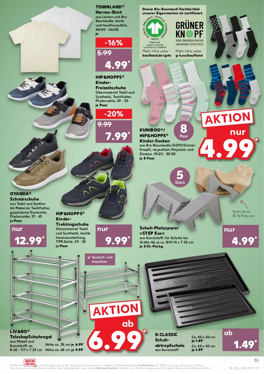 Aktueller Prospekt Kaufland - von 10.02 bis 16.02.2022 - strona 35 - produkty: angebot, angebote, Bau, baumwolle, bio, bio-baumwolle, decksohle, eis, Freizeitschuhe, herren-shirt, Hylo, Kinder, leine, regal, Ria, Schal, Schale, schuhe, schuhregal, shirt, socken, Teleskop, Ti, Trekkingschuh, Trekkingschuhe, uhr, wolle