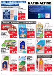 Gazetka promocyjna Kaufland - Gazetka - ważna od 16.02 do 16.02.2022 - strona 18 - produkty: almette, alpenfrischkäse, angebot, Becher, bier, bierschinken, burger, chili, doppelrahmstufe, filet, fisch, fische, Fischer, Fischspezialitäten, frischkäse, goldsteig, Käse, kasseler, kräuter, kräutern, lachs, lachsschinken, LG, Limburger, lyoner, mac, Mantel, Mett, milch, mozzarella, pfeffer, rel, rohschinken, Rubius, salakis, salami, schafskäse, Schere, schinken, schnitten, Spezi, spitzenqualität, St. Mang, stockmeyer, Ti, trolli, Wild, würfel, wurst, wurst in selbstbedienung, Yo, ZTE