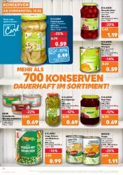 Gazetka promocyjna Kaufland - Gazetka - ważna od 16.02 do 16.02.2022 - strona 22 - produkty: angebot, auer, bohne, bohnen, champignon, champignons, erasco, erbsen, gulasch, Gulaschsuppe, junge erbsen, kirsch, kirsche, kirschen, Konserven, orange, orangen, rote bete, sauerkirschen, Spezi, suppe, Ti, wurst, ZTE, zucker