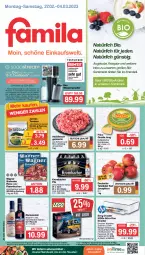 Gazetka promocyjna Famila - Prospekte - Gazetka - ważna od 04.03 do 04.03.2023 - strona 1 - produkty: angebot, angebote, aust, beispielabbildung, bio, drucker, eis, elle, ente, flammkuchen, flasche, fleisch, frico, gouda, gouda jung, hackfleisch, hackfleisch gemischt, holländischer schnittkäse, HP, jacobs, jacobs tassimo, Käse, krombache, krombacher, krombacher pils, kuchen, lamm, lebensmittel, Ofen, pils, pizza, rama, ramazzott, ramazzotti, reis, rezept, rezepte, rind, rwe, schnittkäse, schwein, schwein und rind, sim, steinofen, steinofen pizza, tafeläpfel, tassimo, Ti, wagner, wasser, wassersprudler, wein, zott, ZTE