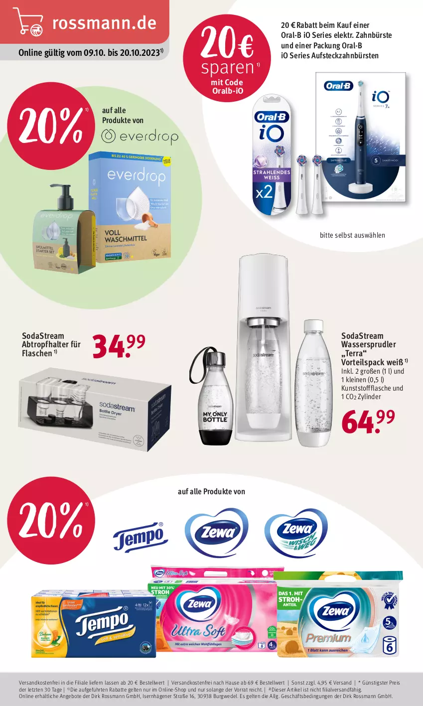 Aktueller Prospekt Rossmann - Prospekte - von 09.10 bis 13.10.2023 - strona 15 - produkty: angebot, angebote, bürste, bürsten, eis, flasche, leine, LG, ndk, oral-b, oralb, reis, Soda, sodastream, Ti, versandkostenfrei, wasser, wassersprudler, wedel, zahnbürste, zahnbürsten, ZTE