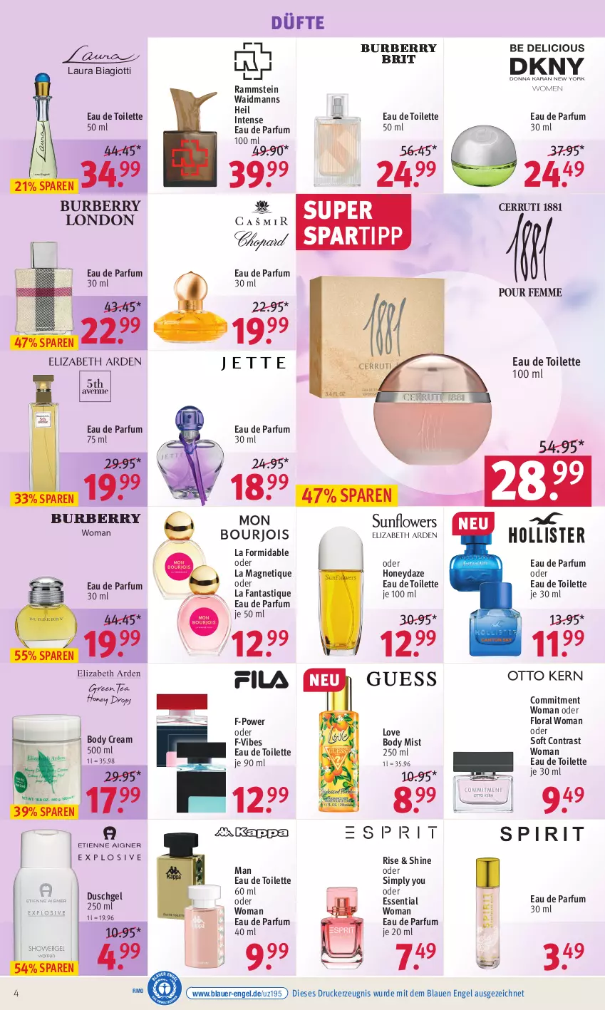 Aktueller Prospekt Rossmann - Prospekte - von 09.10 bis 13.10.2023 - strona 4 - produkty: asti, auer, body, drucker, duschgel, Eau de parfum, eau de parfum 30 ml, eau de toilette, eau de toilette 100 ml, eau de toilette 50 ml, Engel, fanta, kerze, laura biagiotti, parfum, sim, spartipp, Ti, Yo