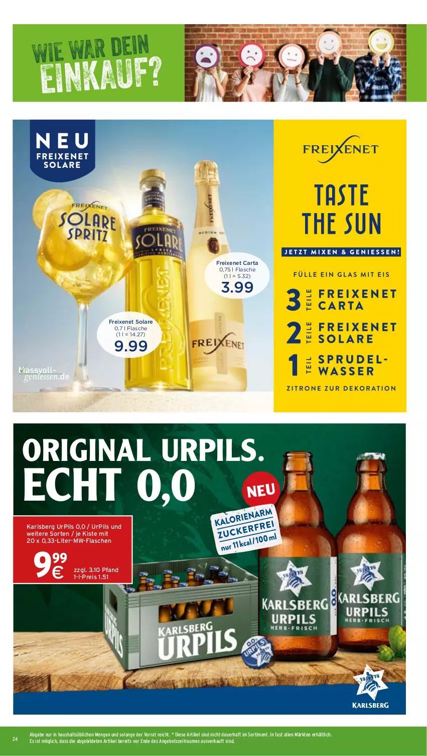 Aktueller Prospekt Wasgau - von 22.06 bis 27.06.2026 - strona 24 - produkty: angebot, auer, eis, flasche, freixenet, gin, karlsberg, mw-flasche, pils, reis, Ti