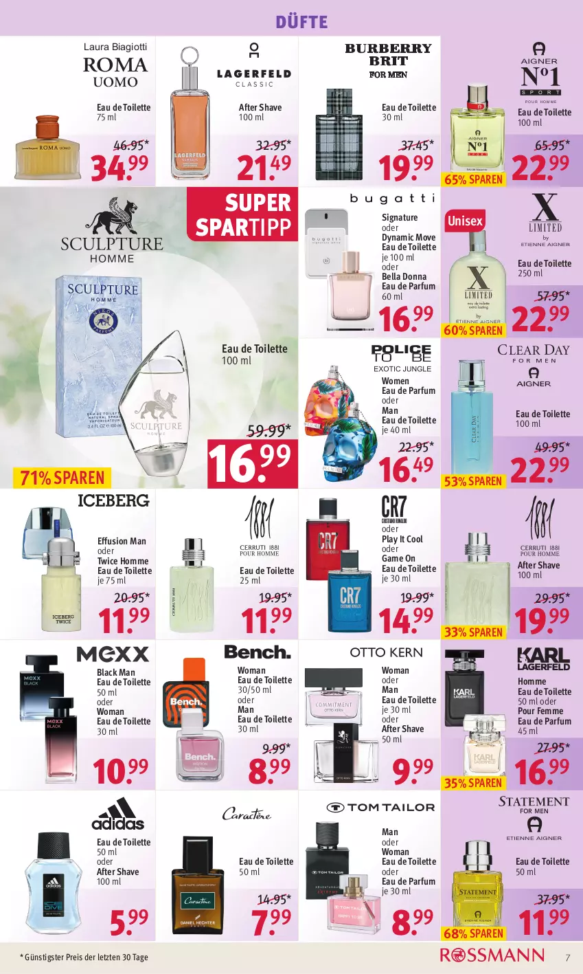 Aktueller Prospekt Rossmann - Prospekte - von 31.07 bis 04.08.2023 - strona 7 - produkty: after shave, Eau de parfum, eau de toilette, eau de toilette 100 ml, eau de toilette 30 ml, eau de toilette 50 ml, eis, lack, laura biagiotti, natur, parfum, reis, spartipp, Ti, ZTE