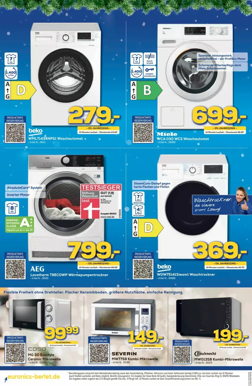 Aktueller Prospekt Euronics - Prospekte - von 22.12 bis 29.12.2021 - strona 8 - produkty: angebot, Bad, elle, miele, mikrowelle, ring, rum, severin, Spektrum, Ti, trommel