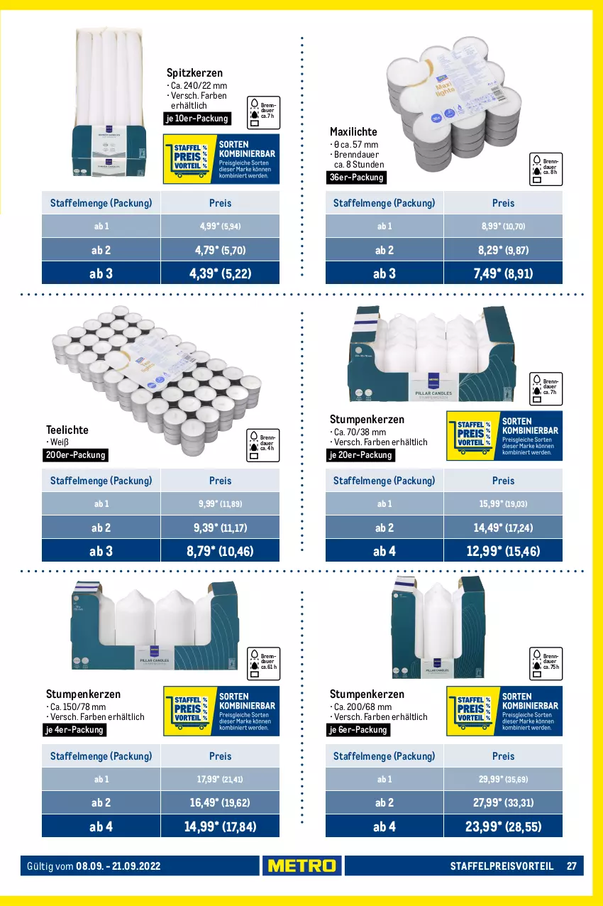 Aktueller Prospekt Metro - GastroJournal - von 08.09 bis 21.09.2022 - strona 27 - produkty: auer, duni, eis, erde, kerze, preisvorteil, reis, Serviette, servietten, tee, Teelicht, teelichte, Ti, tuc