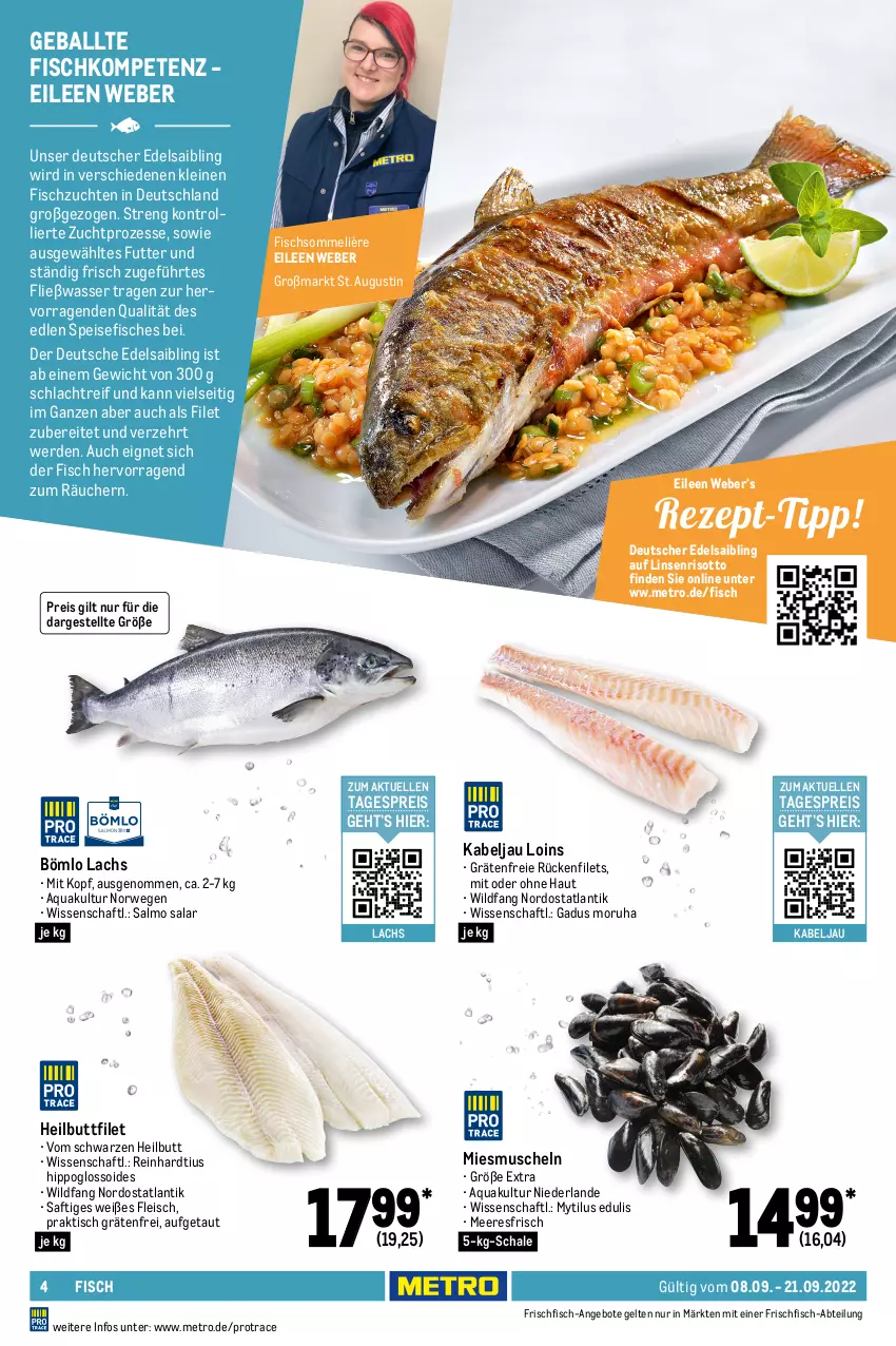 Aktueller Prospekt Metro - GastroJournal - von 08.09 bis 21.09.2022 - strona 4 - produkty: Abtei, angebot, angebote, aqua, ball, eier, eis, elle, erde, filet, filets, fisch, fische, fleisch, frischfisch, Heilbuttfilet, hipp, kartoffel, kartoffeln, lachs, leine, linsen, mac, Metro, Muscheln, obst, reis, ring, risotto, rwe, sac, saft, Saibling, Schal, Schale, speisekartoffeln, Ti, tisch, tomate, tomaten, trauben, trolli, wasser, weber, Wild, zitrone, zitronen