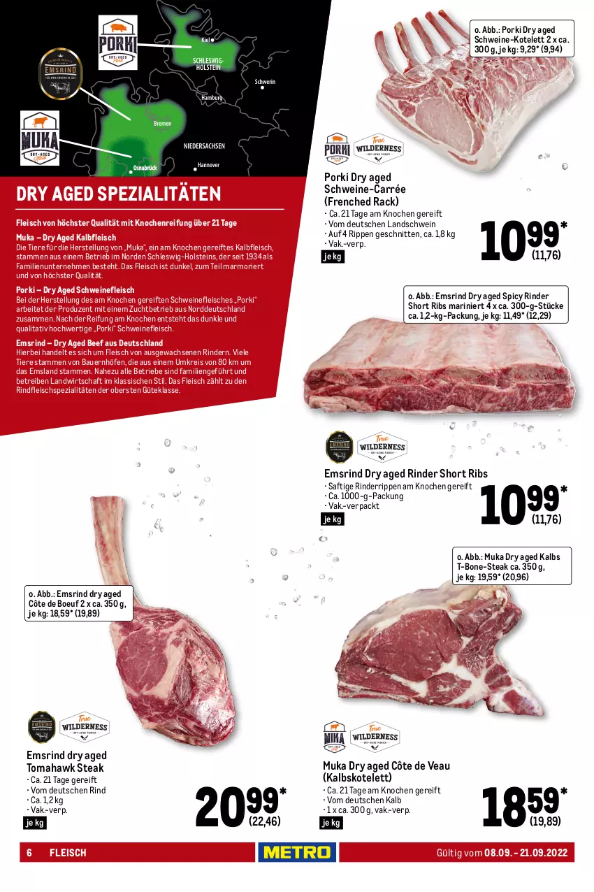 Aktueller Prospekt Metro - GastroJournal - von 08.09 bis 21.09.2022 - strona 6 - produkty: auer, Bau, Bauer, beef, eis, fleisch, Kalbfleisch, kalbskotelett, Kalbsleber, kasseler, Kette, kotelett, lachs, lamm, Metro, natur, pute, putenschnitzel, reis, rind, rinder, Rinderrippen, rindfleisch, Rippen, saft, Schal, Schale, schnitten, schnitzel, schwein, schweine, schweinefleisch, Schweinelachs, Spezi, steak, tafelspitz, Ti, Tiere, top-hit, wein, weine