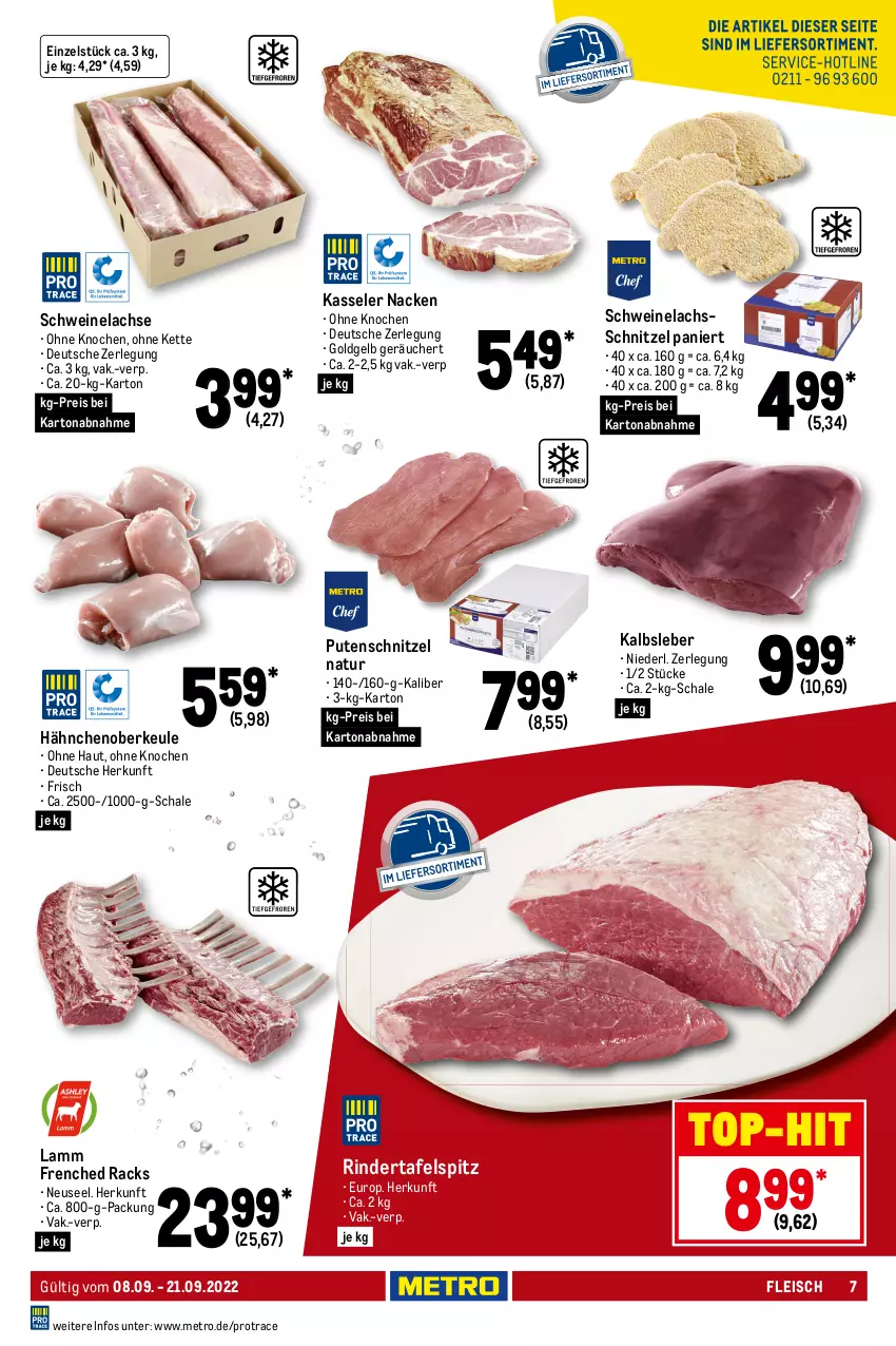 Aktueller Prospekt Metro - GastroJournal - von 08.09 bis 21.09.2022 - strona 7 - produkty: auer, Bau, Bauer, beef, eis, fleisch, Kalbfleisch, kalbskotelett, Kalbsleber, kasseler, Kette, kotelett, lachs, lamm, Metro, natur, pute, putenschnitzel, reis, rind, rinder, Rinderrippen, rindfleisch, Rippen, saft, Schal, Schale, schnitten, schnitzel, schwein, schweine, schweinefleisch, Schweinelachs, Spezi, steak, tafelspitz, Ti, Tiere, top-hit, wein, weine